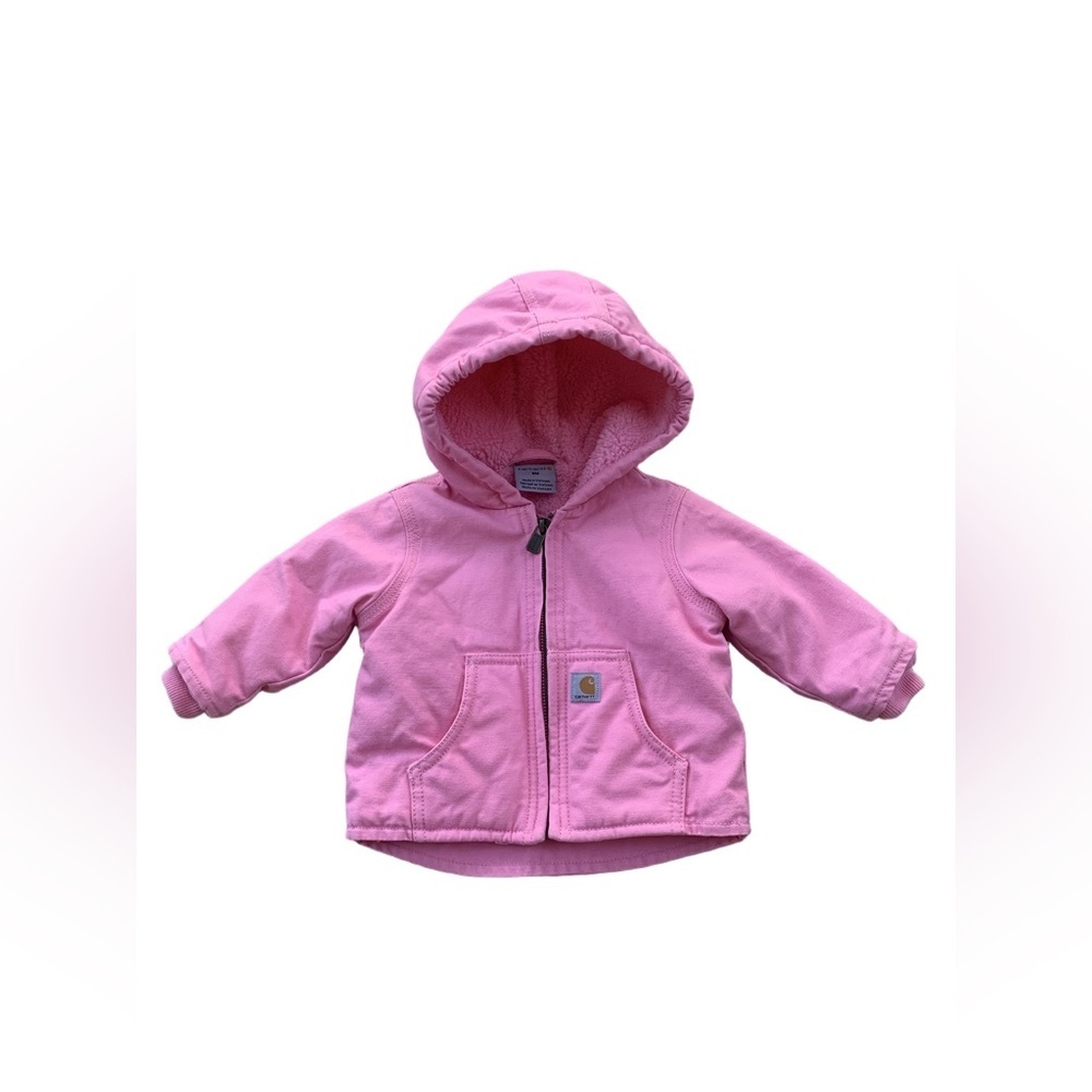 Carhartt Size 6 Months Pink Canvas Sherpa Lined Coat